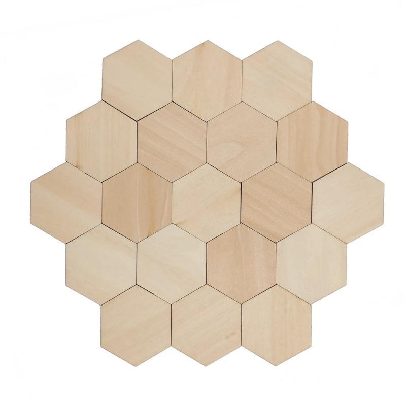 Craft Embellishment - Fatias hexagonais de madeira em branco,