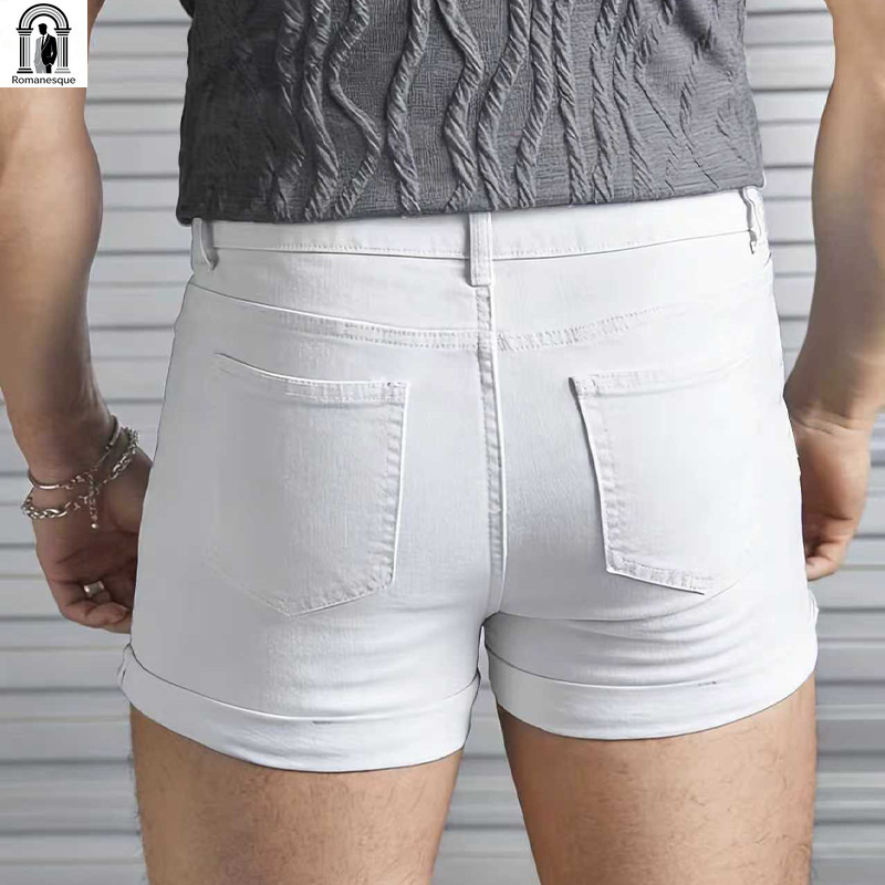 Shorts de Denim Branco Slim Fi - Embellish Knit avaliação e preço