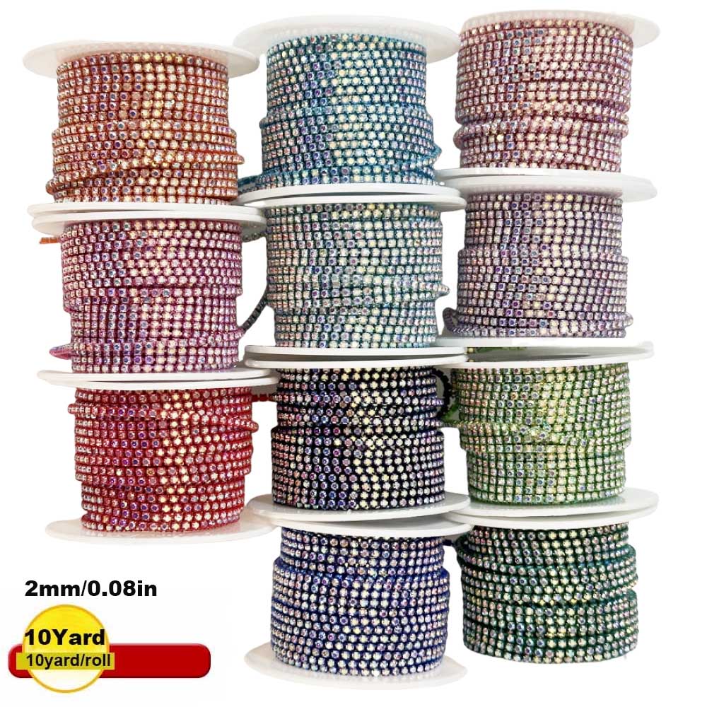 9m novo 2mm cristal ab strass  - Sew On Rhinestone avaliação e preço